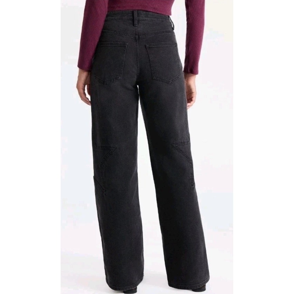 No‎ Boundaries Women Black Star Patchwork Wide Leg Mid-Rise Jeans Size 4 NEW - Picture 2 of 13